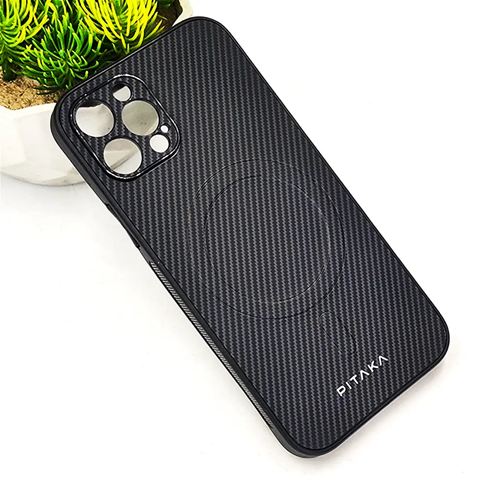 iPhone 12 Pro PITAKA Carbon Fiber With Wireless Magsafe Back Case (Gray)