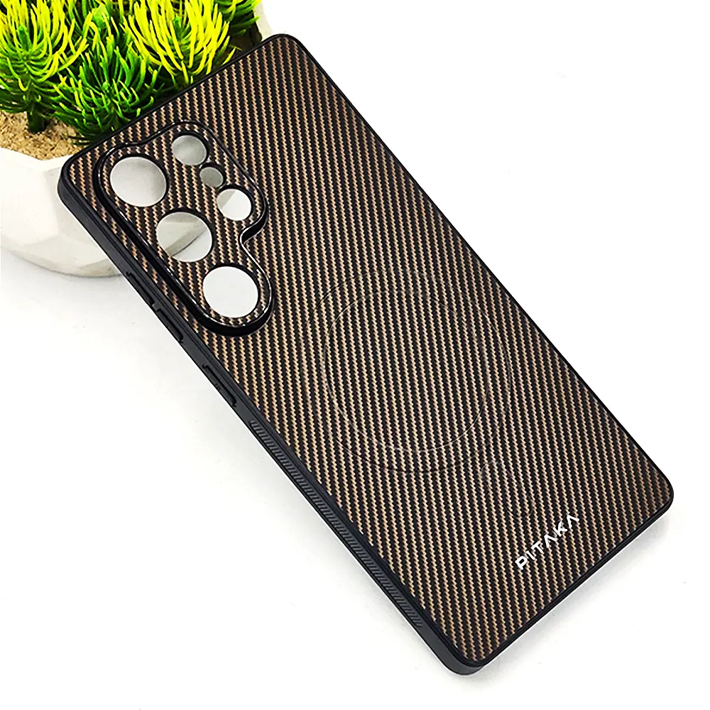 Samsung Galaxy S23 Ultra PITAKA Carbon Fiber With Wireless Magsafe Back Case (Dark Brown)