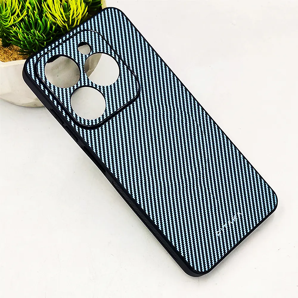 Infinix Hot 40i|Smart 8|Smart 8 Pro |Tecno Pop 8|Spark 20C|Spark 20 PITAKA Carbon Fiber With Wireless Magsafe Back Case (Sky Blue)