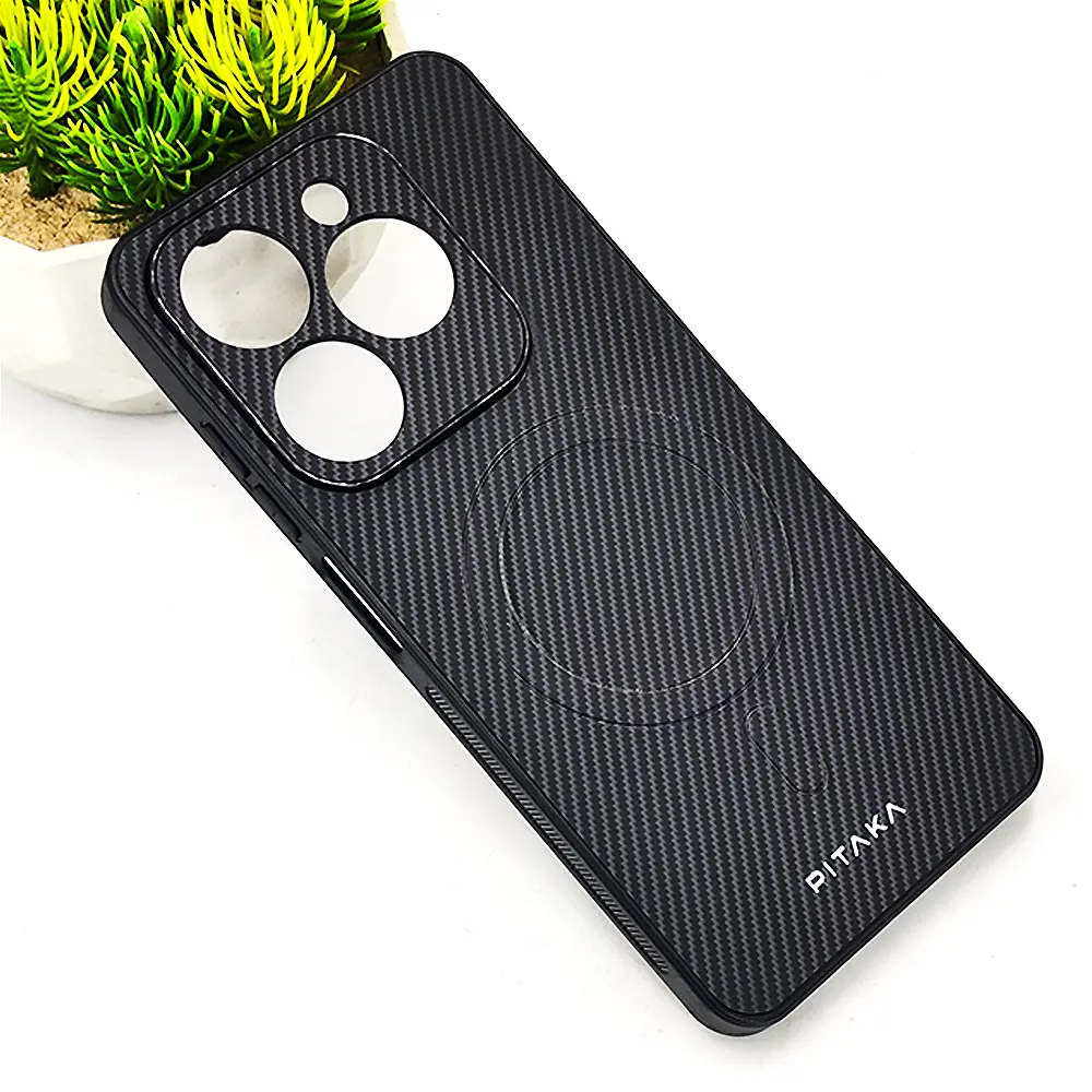 Infinix Hot 40i|Smart 8|Smart 8 Pro |Tecno Pop 8|Spark 20C|Spark 20 PITAKA Carbon Fiber With Wireless Magsafe Back Case (Gray)
