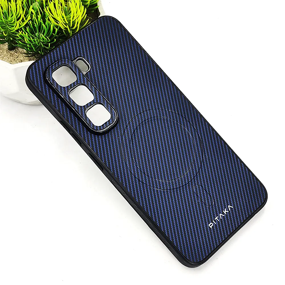 [PO4BIHOT50PR-13-17] Infinix Hot 50 Pro PITAKA Carbon Fiber With Wireless Magsafe Back Case (Navy Blue)