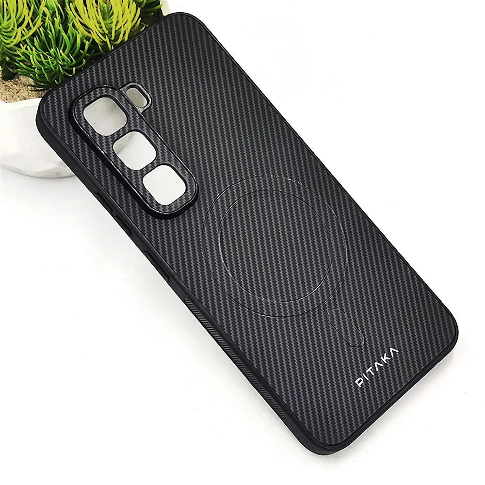 Infinix Hot 50 Pro Plus PITAKA Carbon Fiber With Wireless Magsafe Back Case (Titanium)