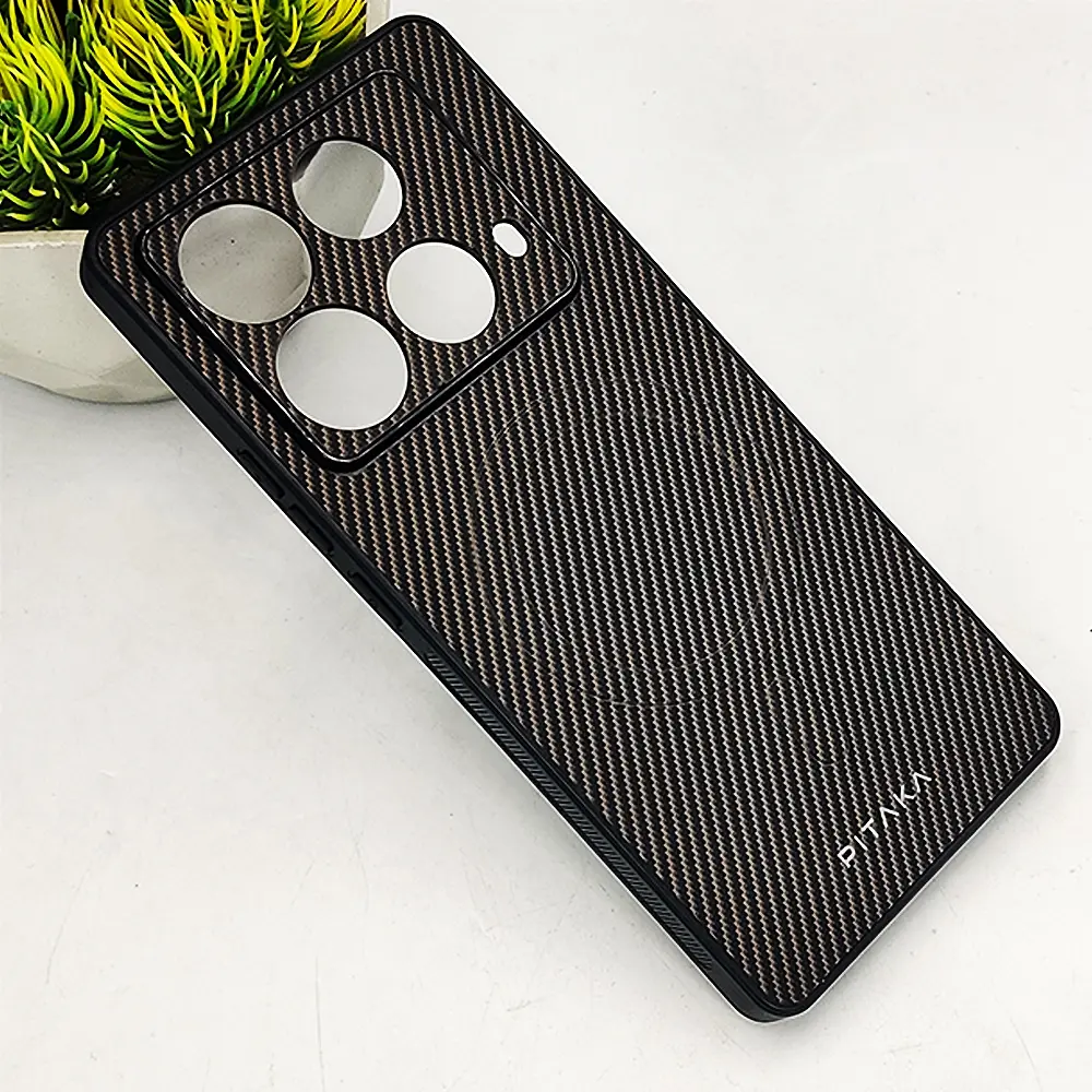Infinix Note 40 4G PITAKA Carbon Fiber With Wireless Magsafe Back Case (Dark Brown)