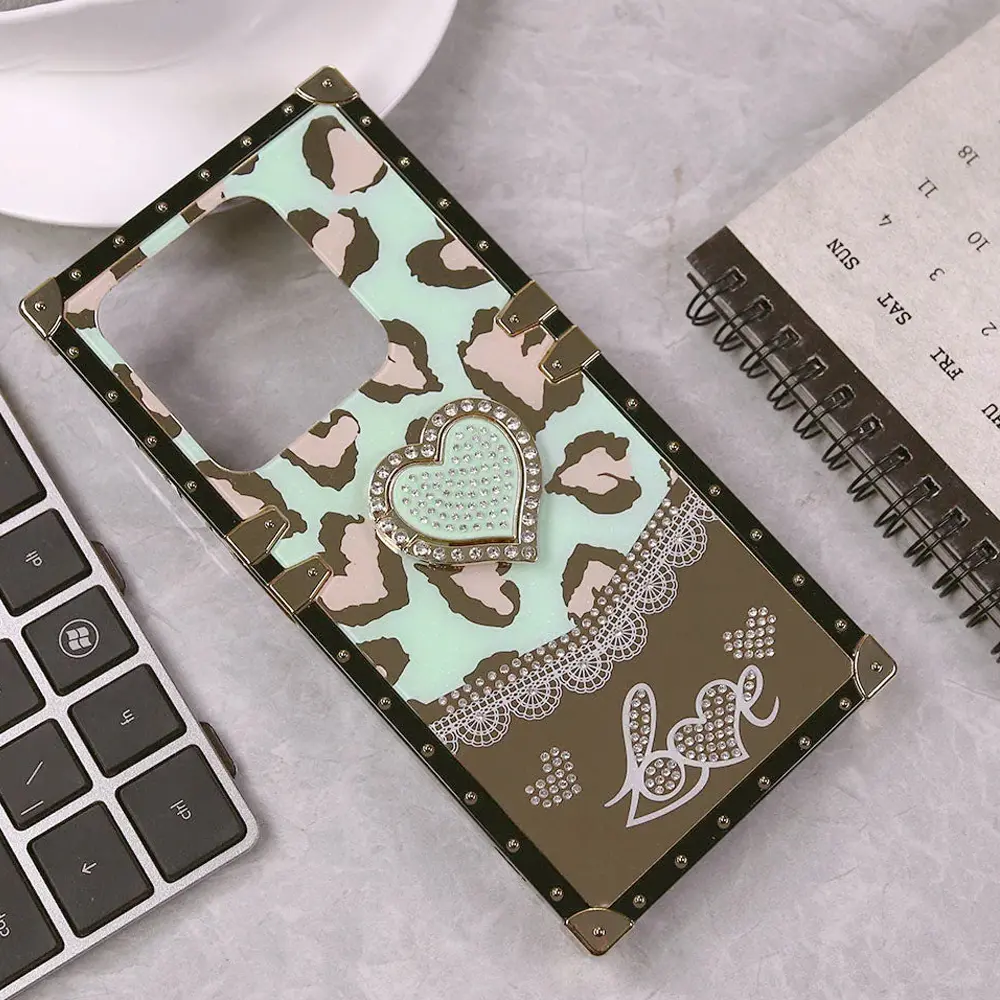[PO60BIHOT50i-5-14] Infinix Hot 50i|Smart 9|Smart 9 HD Ladies Luxury LV Case With Back Ring (Sea Green)