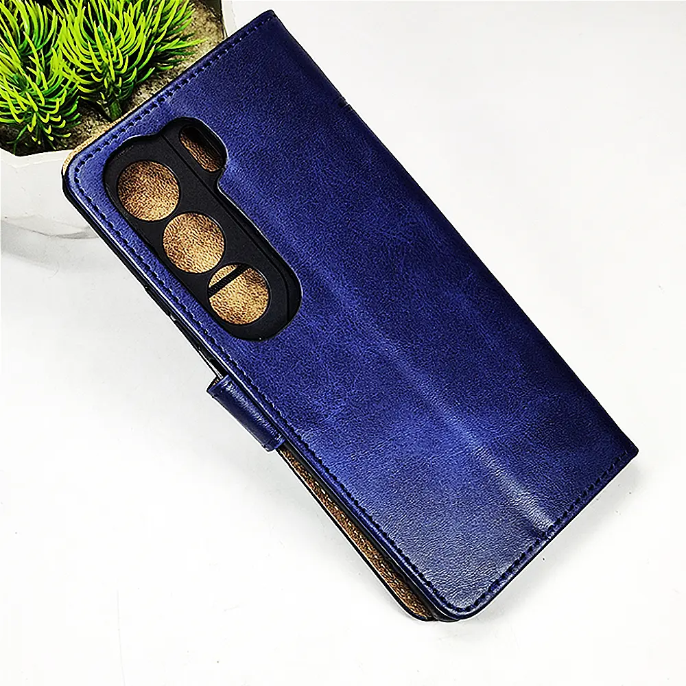 [PO42FBTCMN40PR-4-17] Tecno Camon 40 Pro 4G NMT Premium Luxuary Leather Book Case (Navy Blue)