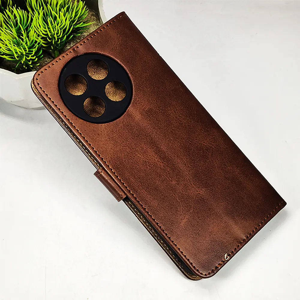 Tecno Spark 30 Pro NMT Premium Luxuary Leather Book Case (Dark Brown)