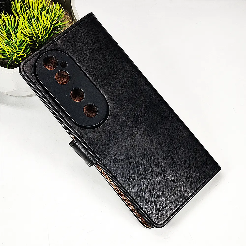 Vivo V40 5G NMT Premium Luxuary Leather Book Case (Black)