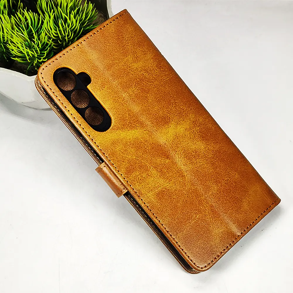 [PO42FBSA05S-4-5] Samsung Galaxy A05S NMT Premium Luxuary Leather Book Case (Golden)