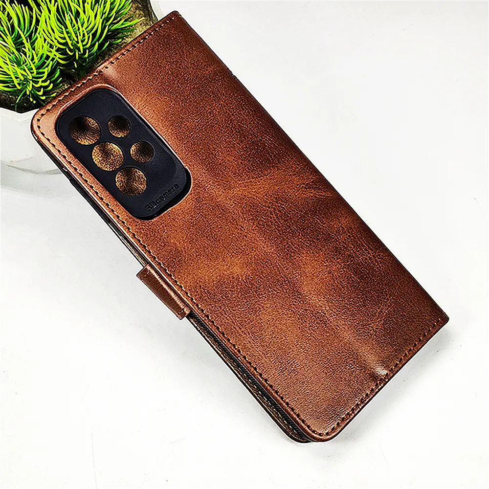 Samsung Galaxy A23 4G NMT Premium Luxuary Leather Book Case (Dark Brown) 