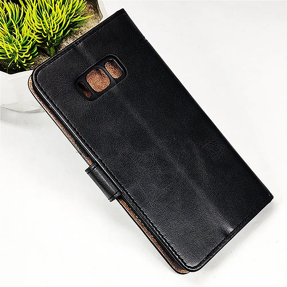 [PO42FBSS8-4-2] Samsung Galaxy S8 NMT Premium Luxuary Leather Book Case (Black)