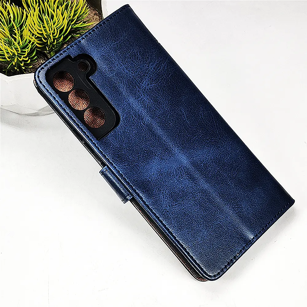 Samsung Galaxy S22 Plus NMT Premium Luxuary Leather Book Case (Navy Blue)