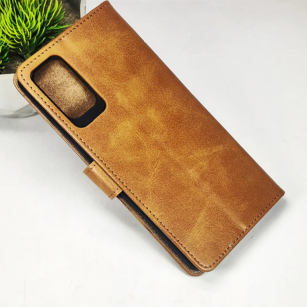 [PO42FBSS20PL-4-5] Samsung Galaxy S20 Plus NMT Premium Luxuary Leather Book Case (Golden)