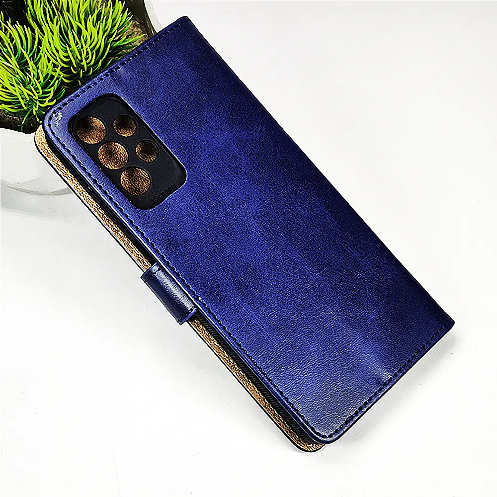 [PO42FBSA13-4-17] Samsung Galaxy A13 NMT Premium Luxuary Leather Book Case (Navy Blue)