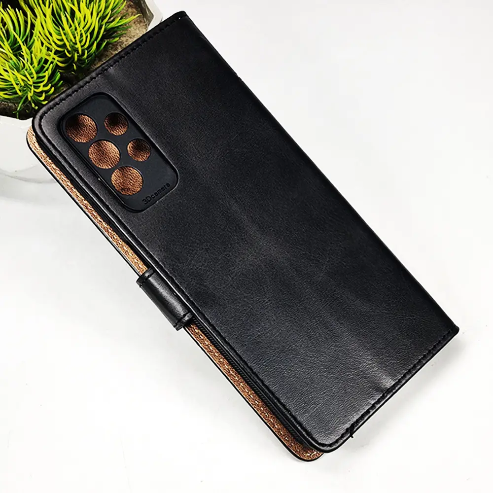 [PO42FBSA13-4-2] Samsung Galaxy A13 NMT Premium Luxuary Leather Book Case (Black)