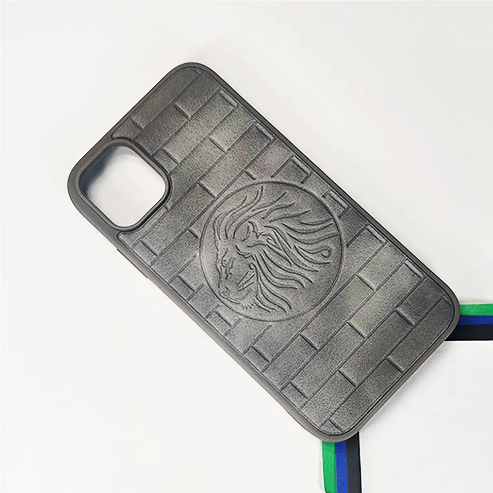 iPhone 11 Prick Pattern Premium Leather Back Case (Natural Titanium)