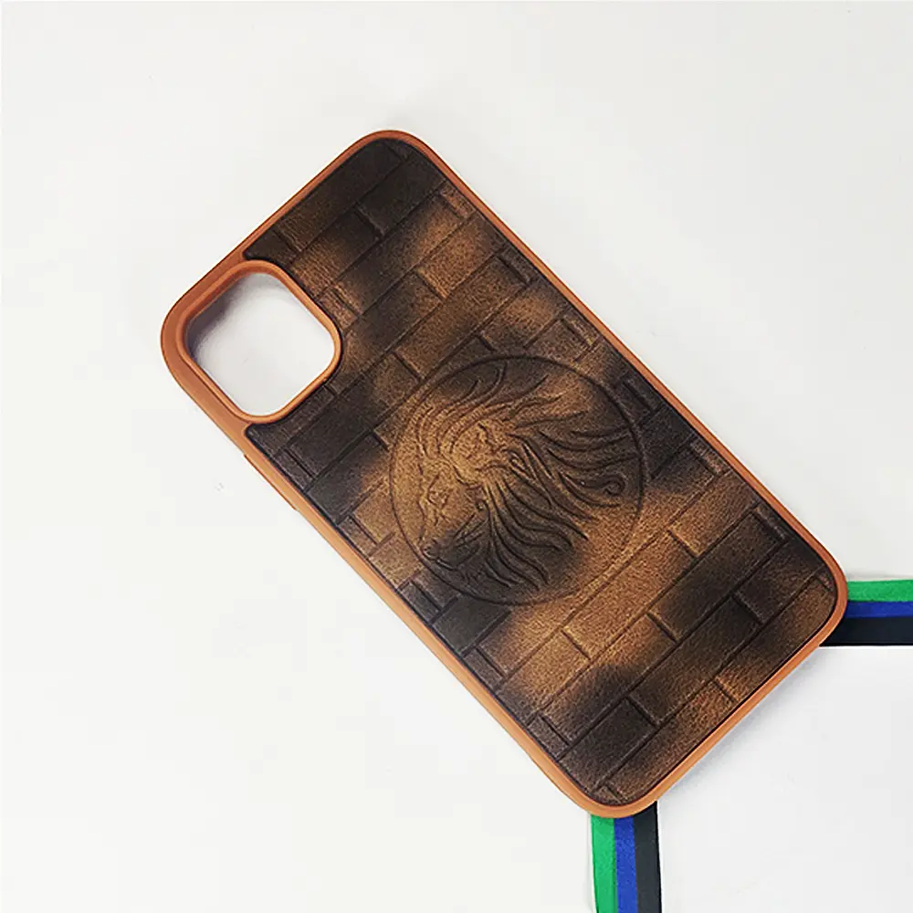 iPhone 11 Prick Pattern Premium Leather Back Case (Desert Titanium)