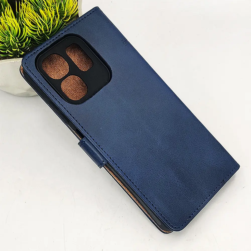 Infinix Hot 50i|Smart 9|Smart 9 HD NMT Premium Luxuary Leather Book Case (Navy Blue)