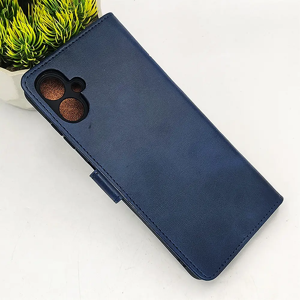 [PO42FBSA06-4-17] Samsung A06 NMT Premium Luxuary Leather Book Case (Navy Blue)