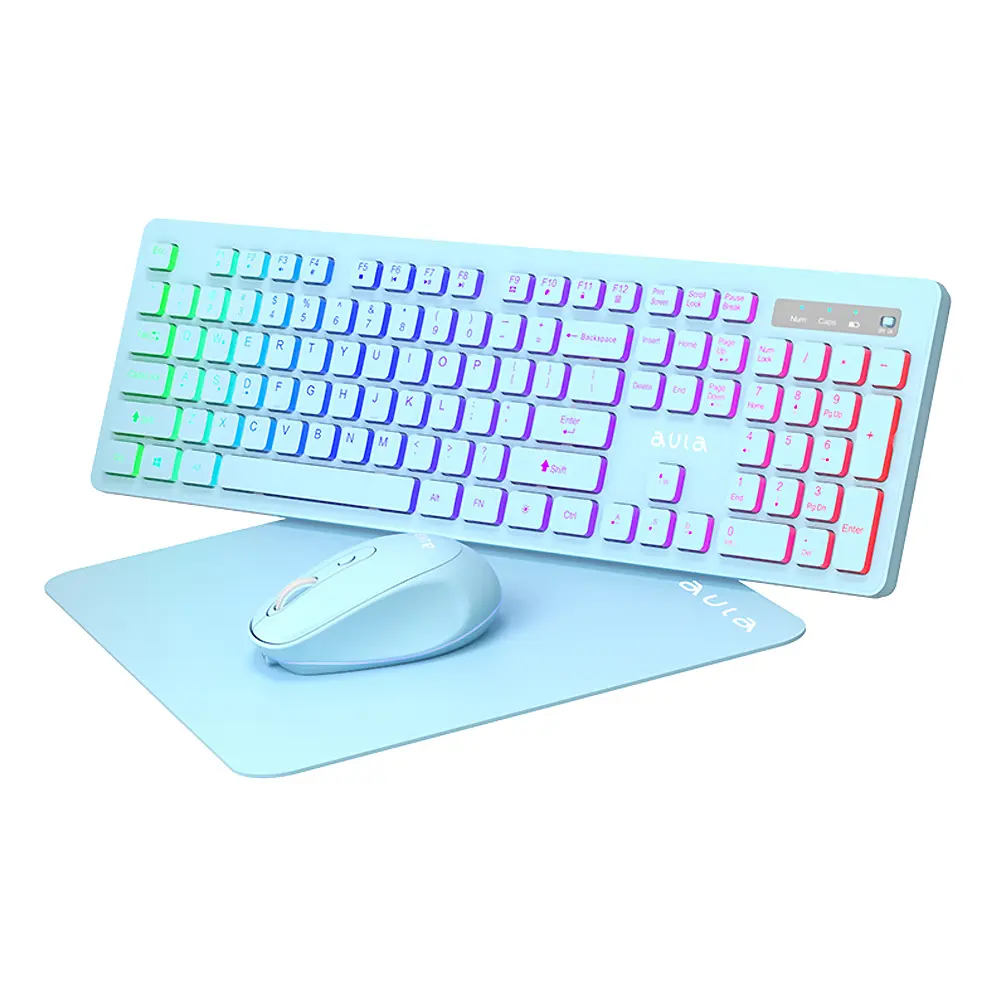 [CPU KEBORD-21] AC-208 Aula Wireless RGB Keyboard + Mouse Pair