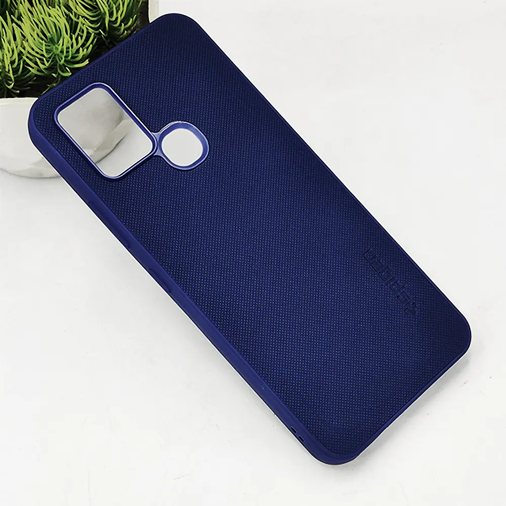 Infinix Hot 10 Spigen Hard Dotted Leather Back Case (Navy Blue)