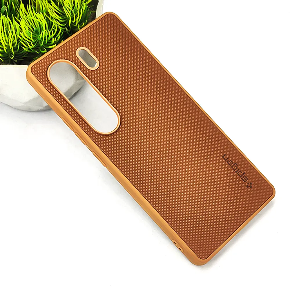 Tecno Camon 40 4G Spigen Hard Dotted Leather Back Case (Brown)