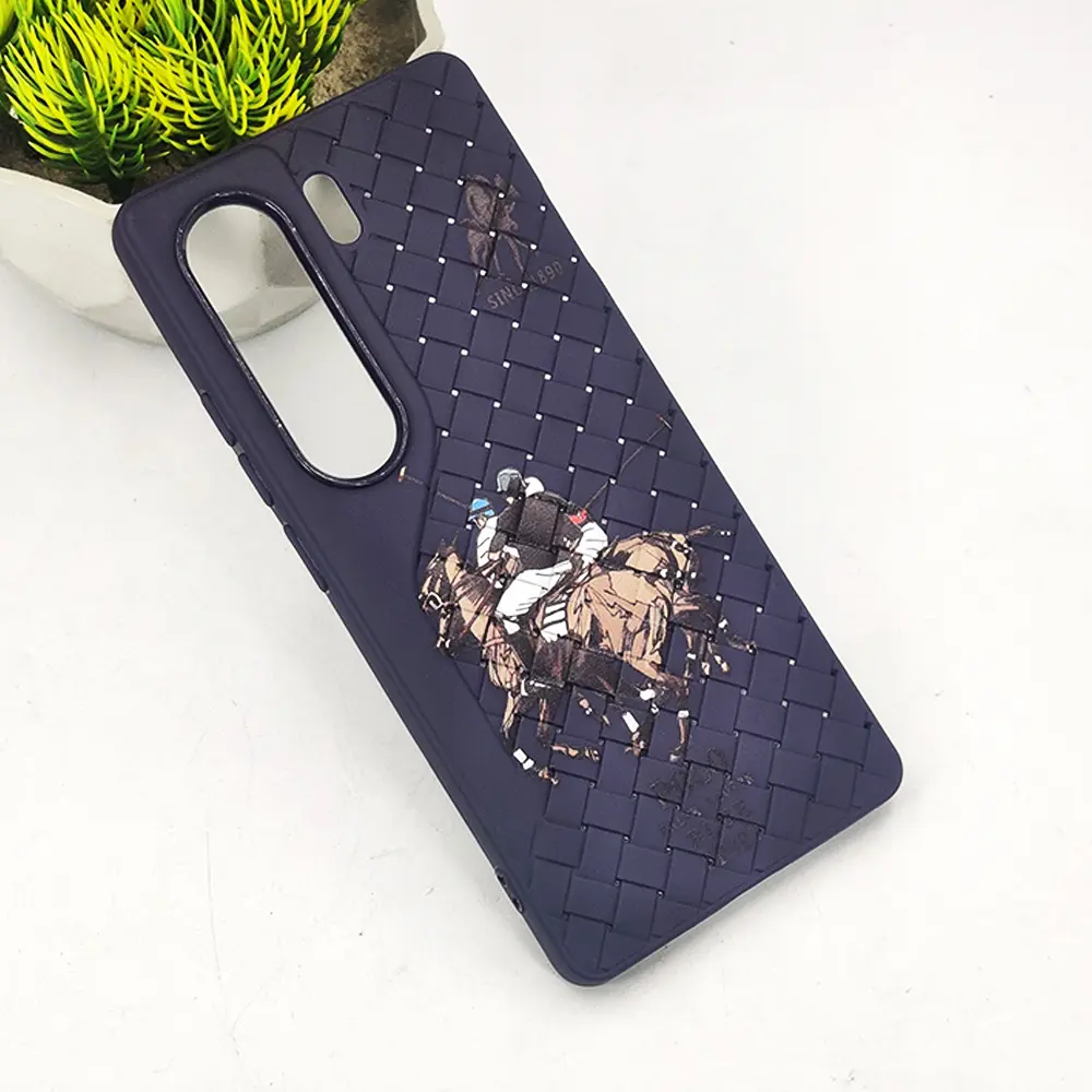 Tecno Camon 40 4G Polo 3D Polo Ralph Printed Woven With Leather Feel Soft Silicone Back Case (Purple)