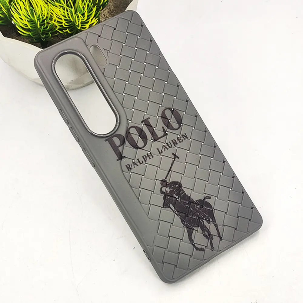 [PO14BTCMN40-51-36] Tecno Camon 40 4G Polo 3D Polo Ralph Printed Woven With Leather Feel Soft Silicone Back Case (Natural Titanium)