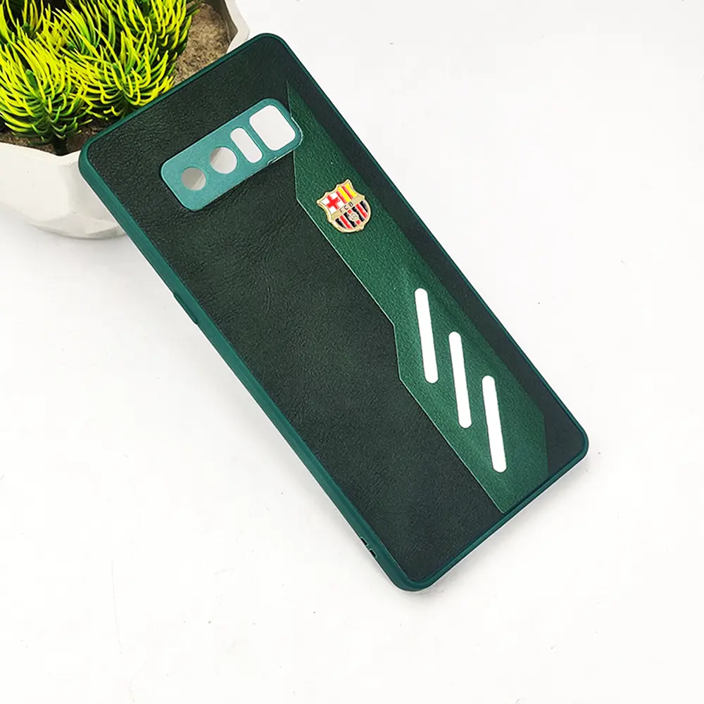 Samsung Galaxy Note 8 FCB Crest Logo With Three Diagonal Stripe With Leather Texture Mobile Back Case (Green)