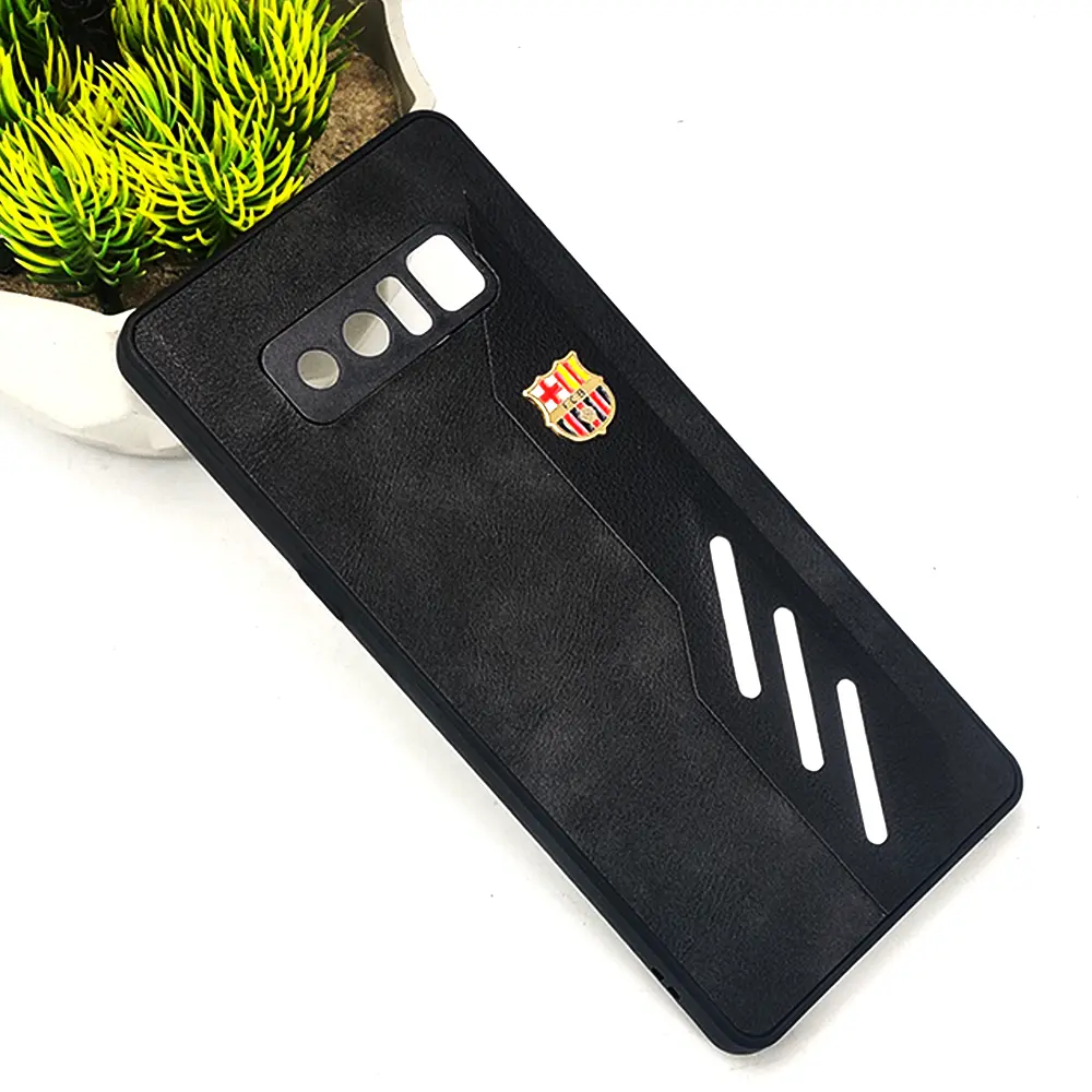 Samsung Galaxy Note 8 FCB Crest Logo With Three Diagonal Stripe With Leather Texture Mobile Back Case (Black)