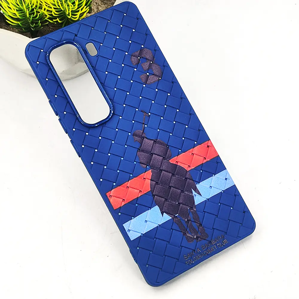 Infinix Hot 50 Pro Plus 4G Polo 3D Polo Ralph Printed Woven With Leather Feel Soft Silicone Back Case (Navy Blue)