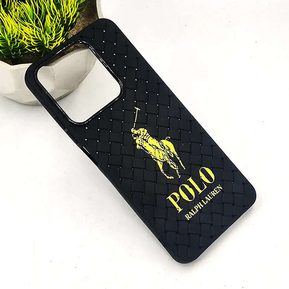 Oppo Realme C61|Realme C63|Note 60|Note 60x|Narzo N61 Polo 3D Polo Ralph Printed Woven With Leather Feel Soft Silicone Back Case (Black)