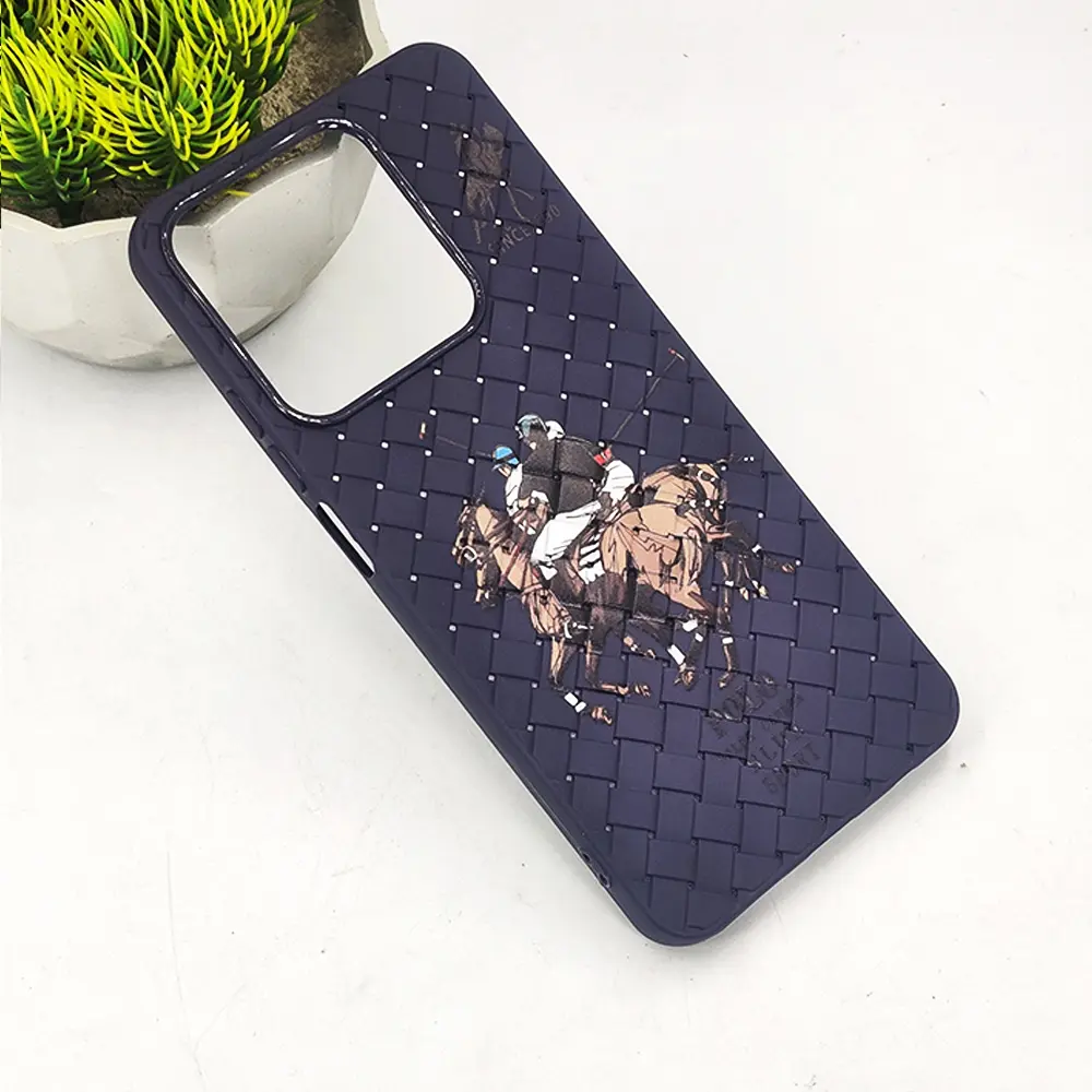Oppo Realme C61|Realme C63|Note 60|Note 60x|Narzo N61 Polo 3D Polo Ralph Printed Woven With Leather Feel Soft Silicone Back Case (Purple)