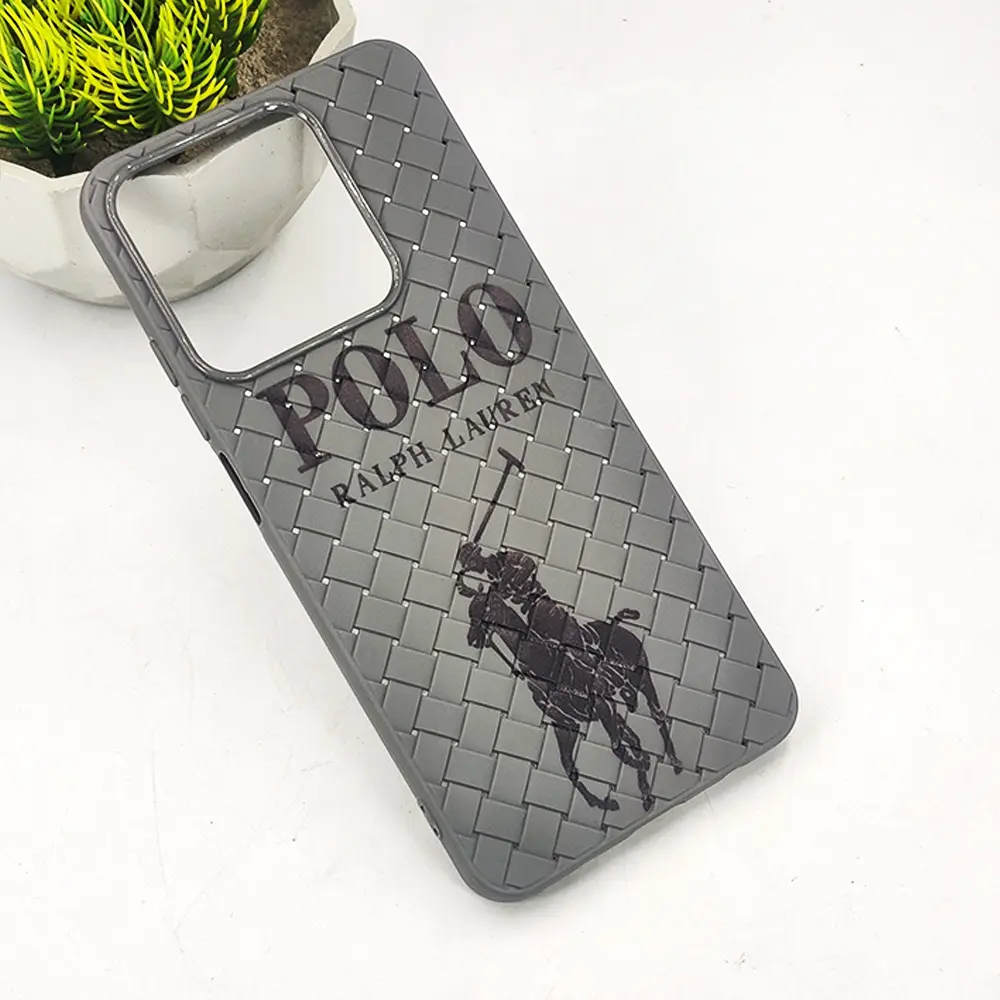 Oppo Realme C61|Realme C63|Note 60|Note 60x|Narzo N61 Polo 3D Polo Ralph Printed Woven With Leather Feel Soft Silicone Back Case (Natural Titanium)
