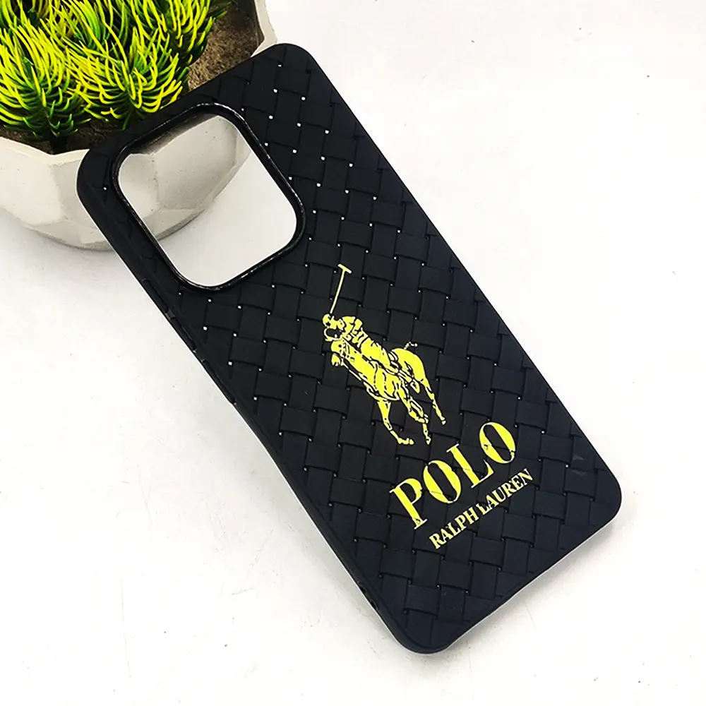 Xioami Redmi Note 13 4G Polo 3D Polo Ralph Printed Woven With Leather Feel Soft Silicone Back Case (Black)