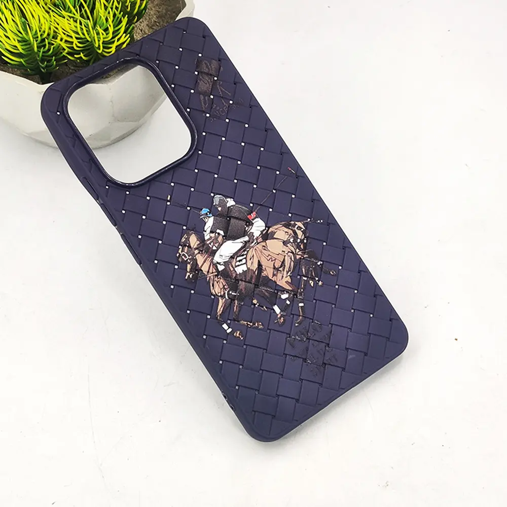 Xioami Redmi Note 13 4G Polo 3D Polo Ralph Printed Woven With Leather Feel Soft Silicone Back Case (Purple)