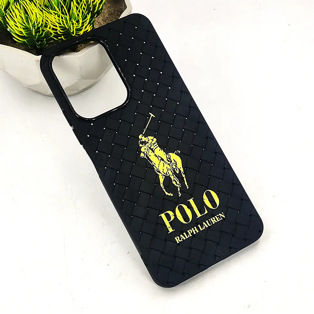 Xiaomi Redmi 13C|Poco C65 Polo 3D Polo Ralph Printed Woven With Leather Feel Soft Silicone Back Case (Black)