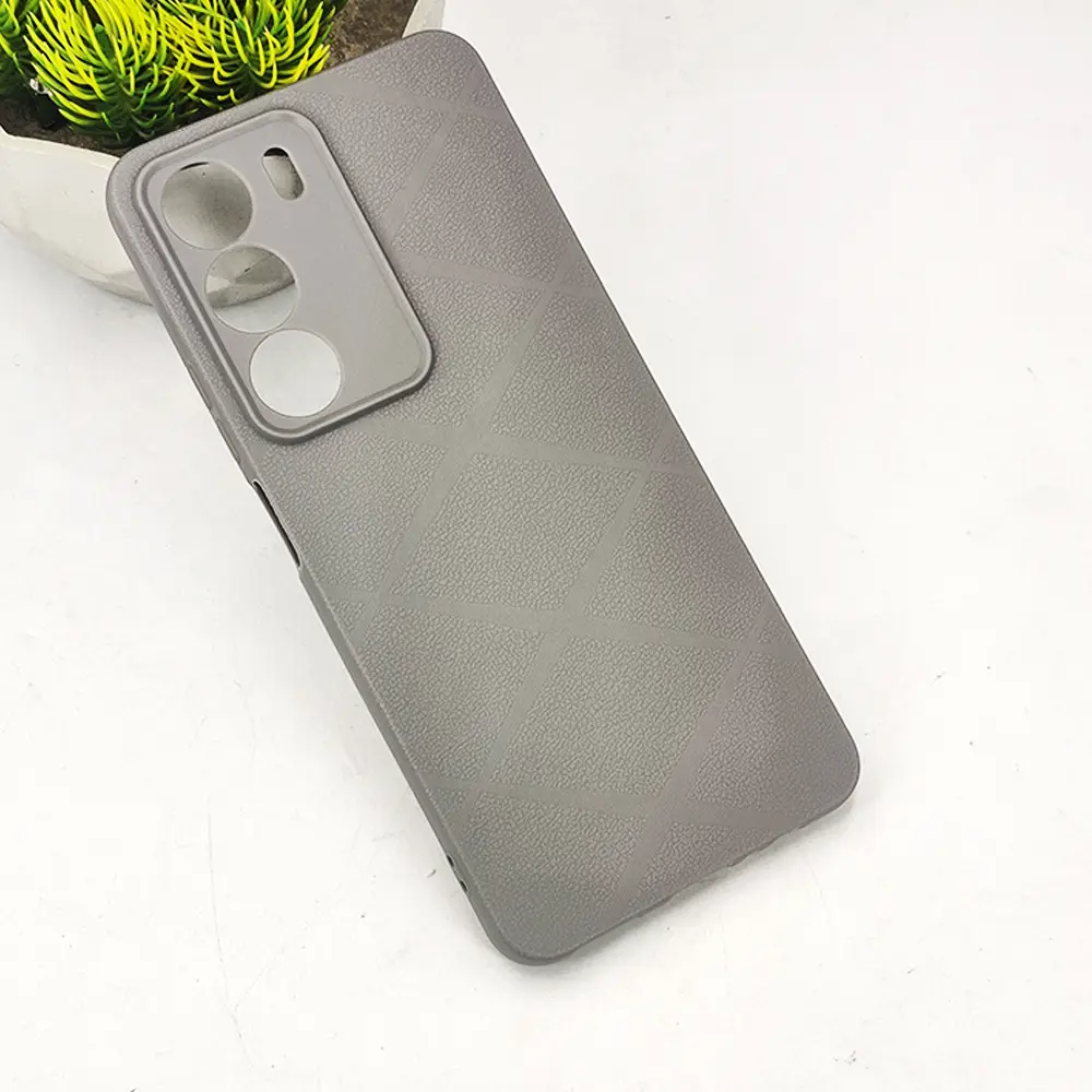 Oppo Realme C71|C75|C75x PU Leather Texture Skin Surfer Soft Silicone Back Case (Gray)