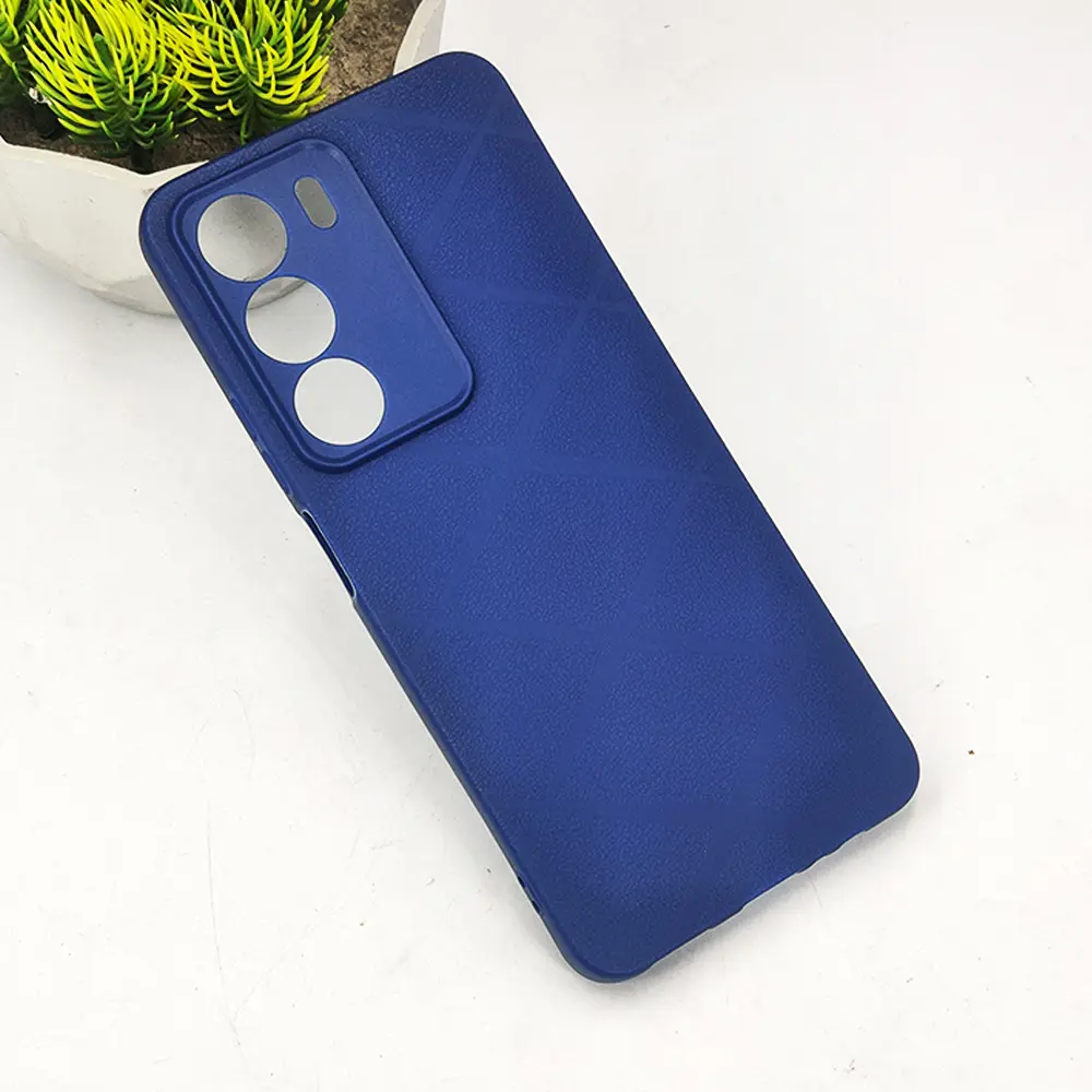 Oppo Realme C71|C75|C75x PU Leather Texture Skin Surfer Soft Silicone Back Case (Navy Blue)