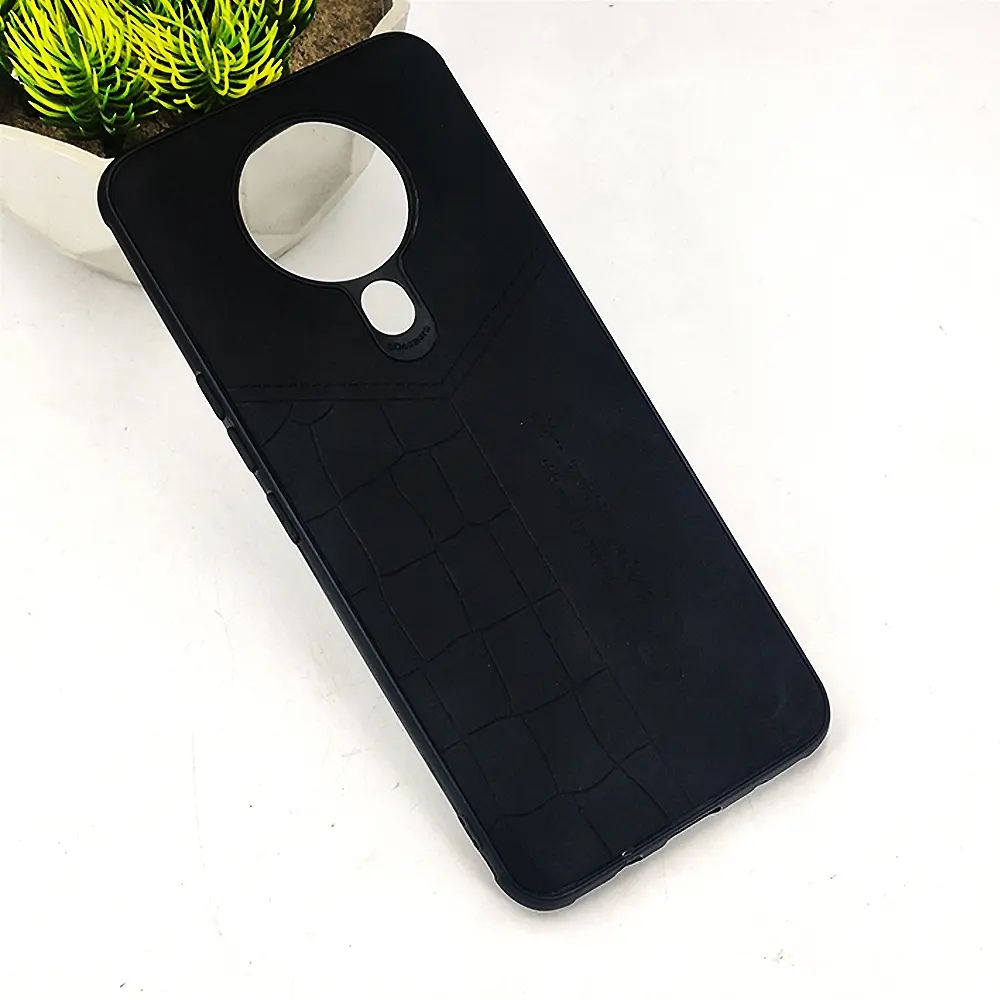Tecno Spark 6 𝑹 We Lead Let others copy. WE Impossible made Possible, ---KM Leather Logo Back Case (Black)