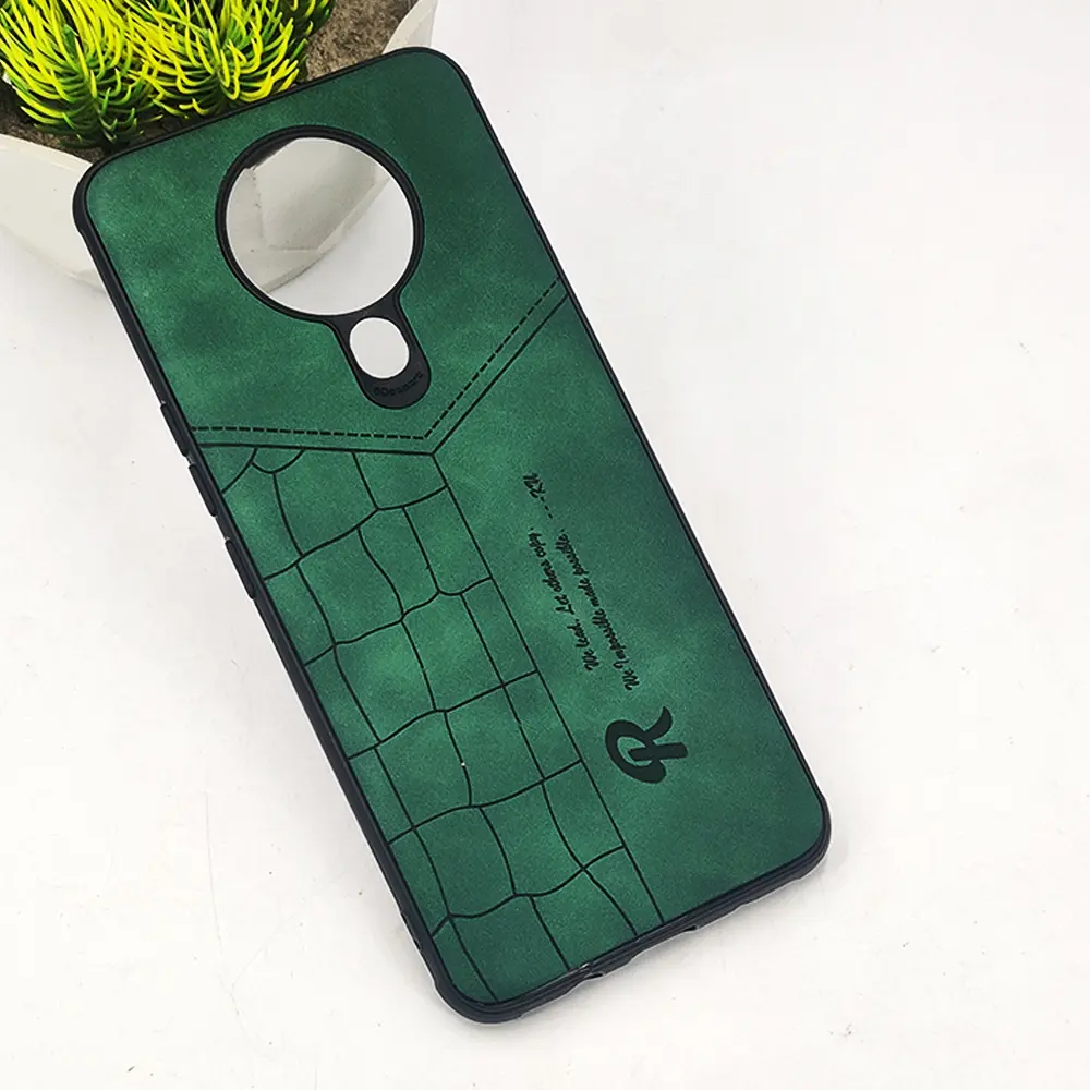 [PO18BTSPRK6-23-11] Tecno Spark 6 𝑹 We Lead Let others copy. WE Impossible made Possible, ---KM Leather Logo Back Case (Green)
