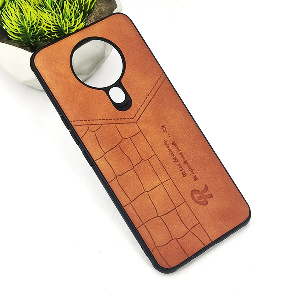 Tecno Spark 6 𝑹 We Lead Let others copy. WE Impossible made Possible, ---KM Leather Logo Back Case (Brown)