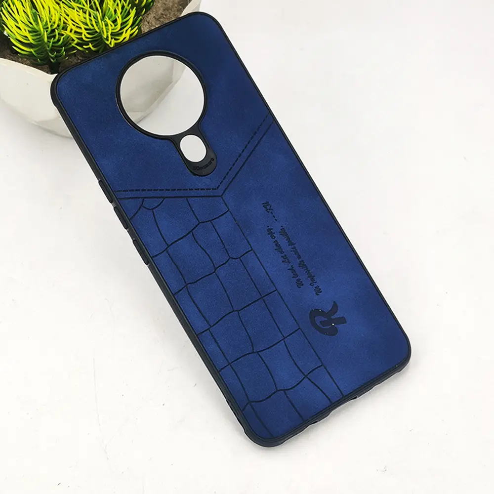 [PO18BTSPRK6-23-17] Tecno Spark 6 𝑹 We Lead Let others copy. WE Impossible made Possible, ---KM Leather Logo Back Case (Navy Blue)