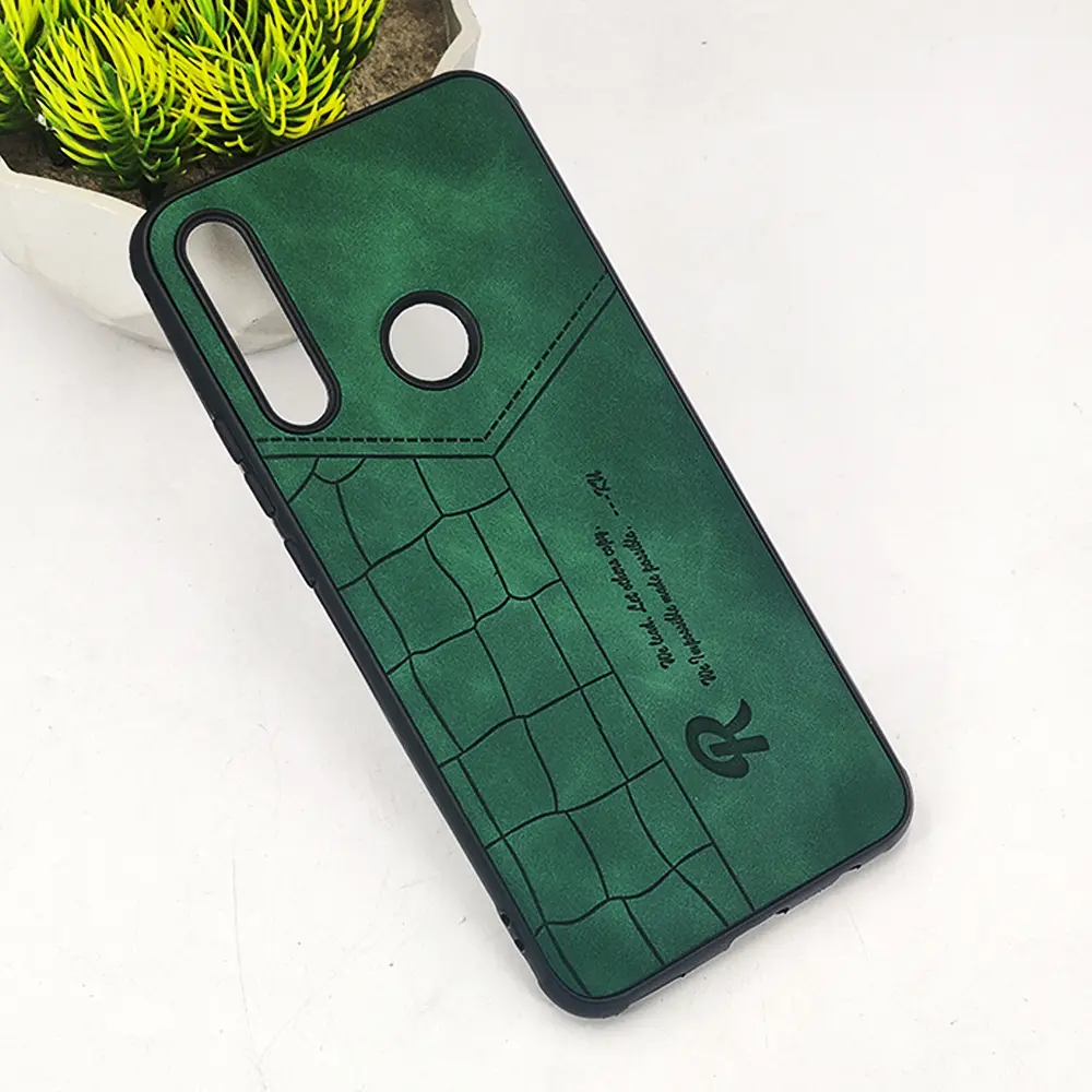Huawei Y9 Prime 2019|P Smart Z 𝑹 We Lead Let others copy. WE Impossible made Possible, ---KM Leather Logo Back Case (Green)