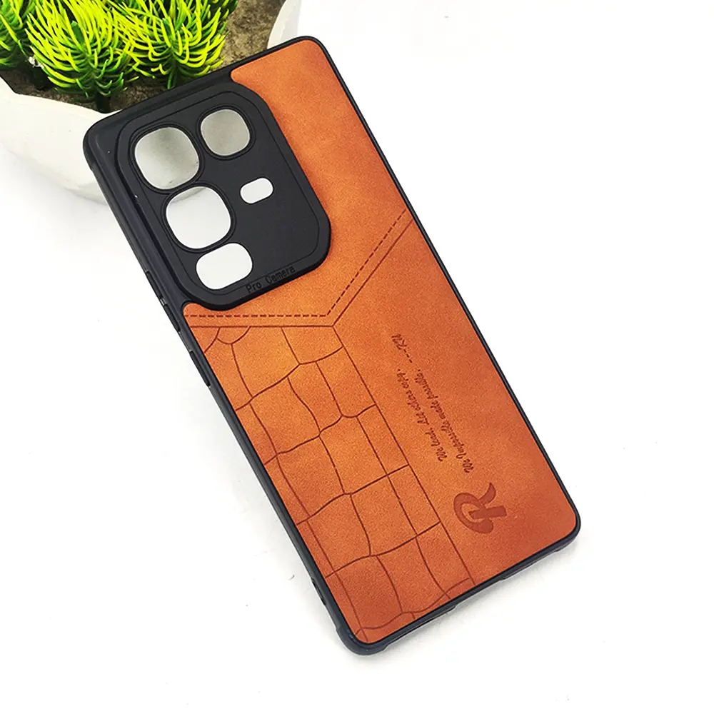 Infinix Note 50 Pro 4G|Note 50 4G 𝑹 We Lead Let others copy. WE Impossible made Possible, ---KM Leather Logo Back Case (Brown)