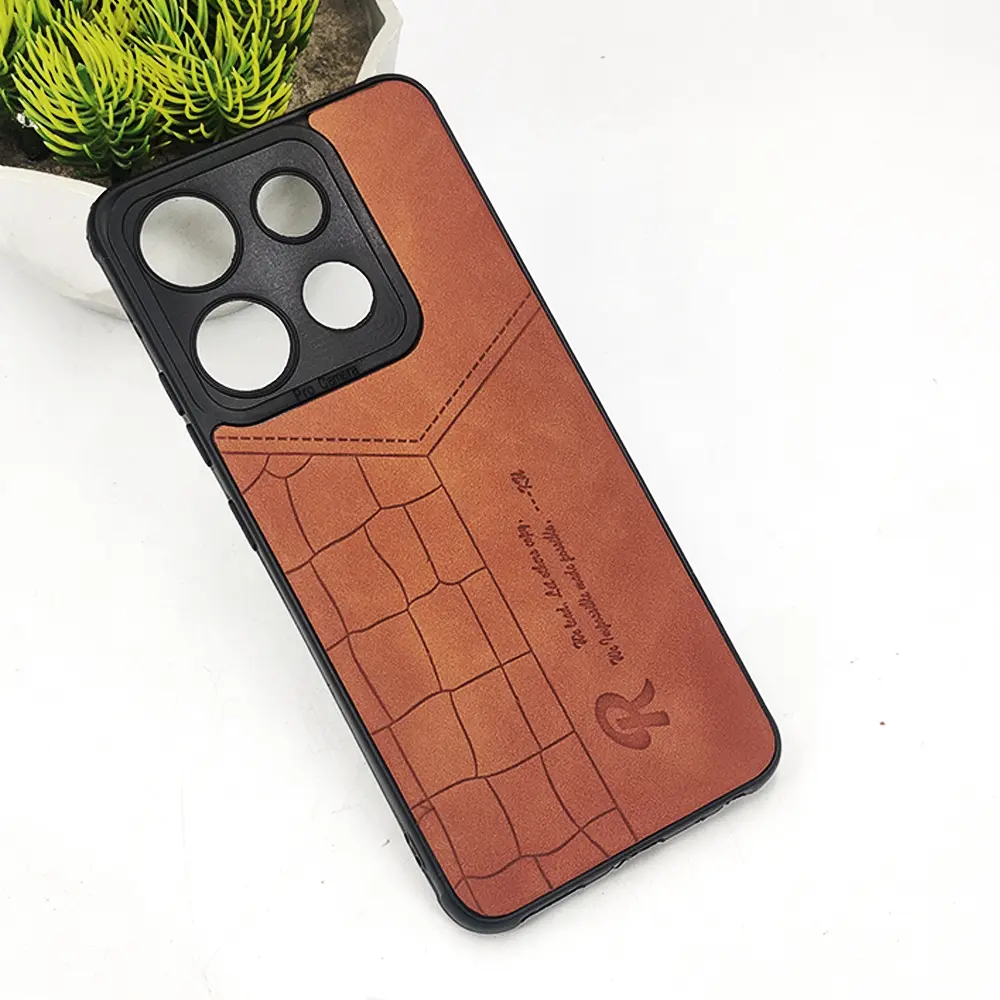 Infinix Smart 7|Tecno Pop 7|Pop 7 Pro|Spark Go 2023 𝑹 We Lead Let others copy. WE Impossible made Possible, ---KM Leather Logo Back Case (Brown)