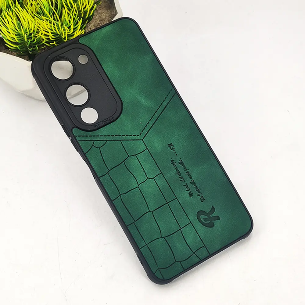 Vivo Y04 4G|Y19e 4G 𝑹 We Lead Let others copy. WE Impossible made Possible, ---KM Leather Logo Back Case (Green)