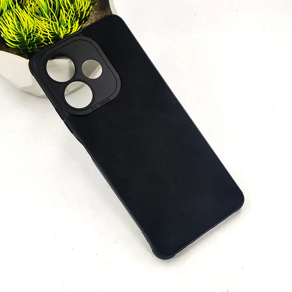 Oppo A5 Pro 4G 𝑹 We Lead Let others copy. WE Impossible made Possible, ---KM Leather Logo Back Case (Black)