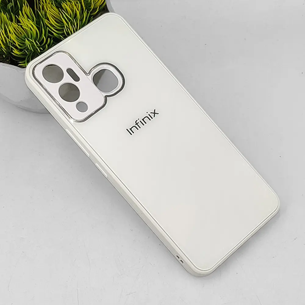 Infinix Hot 12 Play Back Glass Case (White)