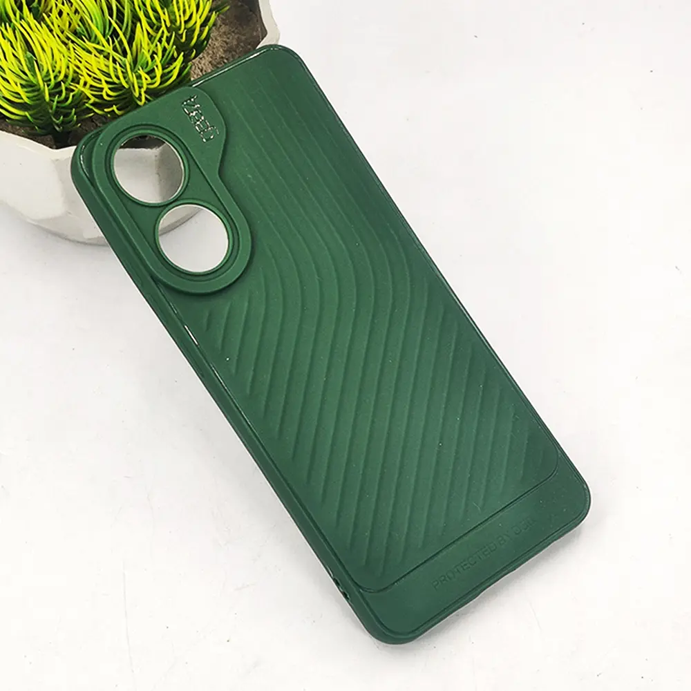 Oppo A78 GEAR 4 Luxuary Carbon Texture Soft Silicone Back Case (Green)