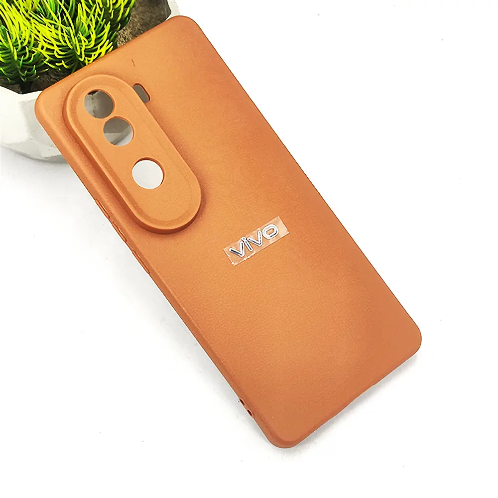 Vivo V40e 5G Brand Logo Texture Soft Silicone Back Case (Brown)